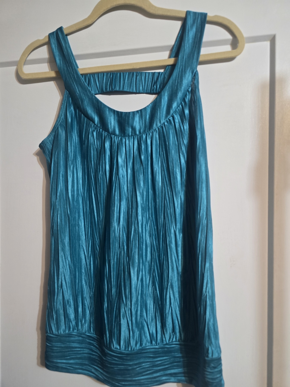 Byer California Teal Pleated Satin Tank Top